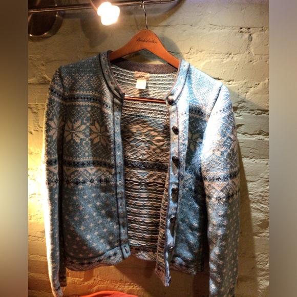 Ll bean Snowflake Blue Patterned cotton Cardigan Sweater,All Products : American Fashion Style Bags On Sale
